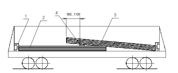 При погрузке листов длиной от 7010 до 8500 мм включительно и толщиной от 21 до 160 мм 