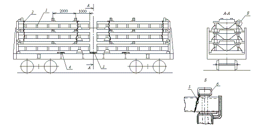 Рамы размещаются в полувагоне двумя штабелями